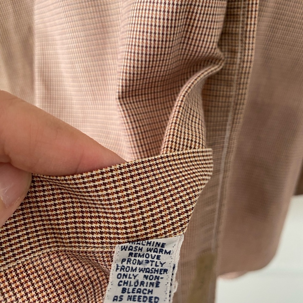 Ralph Lauren Men’s Dress Shirt| Size 16 32/33| Brown Micro-Check Plaid - Picture 3 of 9